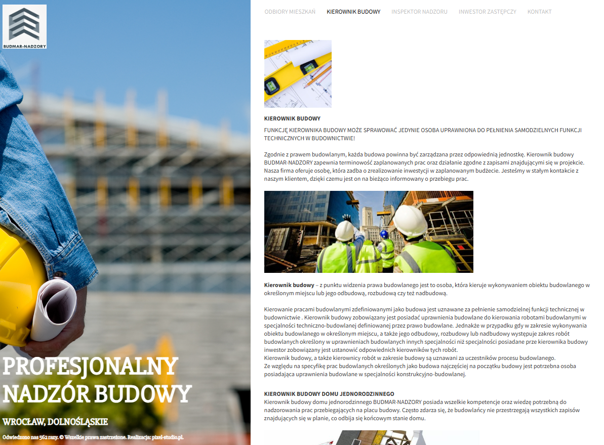 Podgląd strony Budmar Nadzory